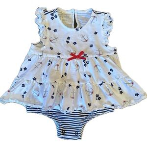 First Impressions Nautical July 4th Romper Baby / Toddler Girl Red White + Blue